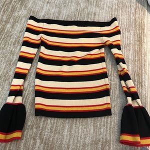 Wildflower off the shoulder sweater with puffed sleeves